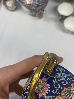Lot 901 - A CHINESE PAINTED ENAMEL TEA SET.