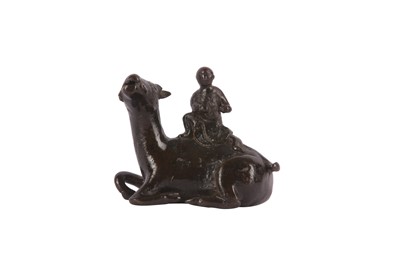 Lot 679 - A CHINESE BRONZE 'BOY AND DEER' WATER DROPPER.