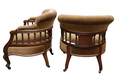 Lot 112 - A PAIR OF LATE VICTORIAN WALNUT TUB CHAIRS