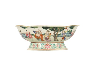 Lot 929 - A CHINESE FAMILLE ROSE 'IMMORTALS' STEM BOWL.