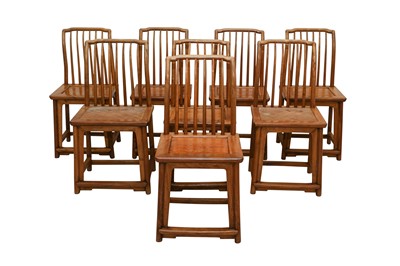 Lot 652 - A SET OF EIGHT CHINESE WOOD CHAIRS.