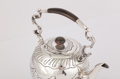 Lot 585 - A Victorian sterling silver bachelor kettle on stand, London 1895 by Thomas Bradbury