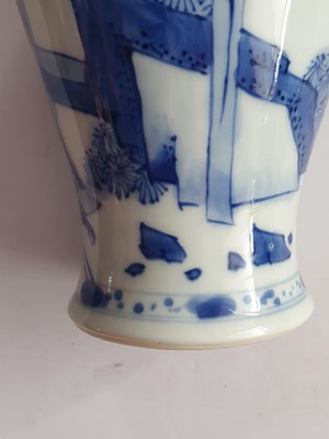 Lot 108 - A CHINESE BLUE AND WHITE 'LADIES' VASE.
