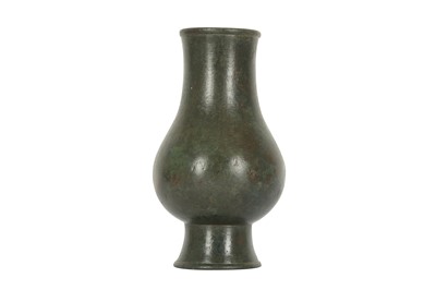 Lot 673 - A CHINESE BRONZE PEAR-SHAPED VASE.