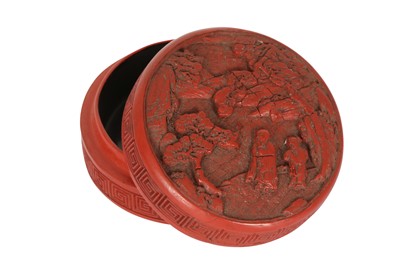 Lot 637 - A CHINESE CINNABAR LACQUER CIRCULAR BOX AND COVER.