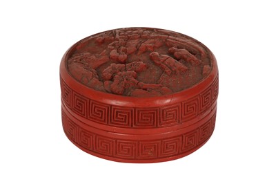 Lot 637 - A CHINESE CINNABAR LACQUER CIRCULAR BOX AND COVER.