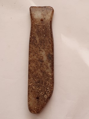 Lot 783 - A CHINESE PALE CELADON JADE 'FISH' CARVING.