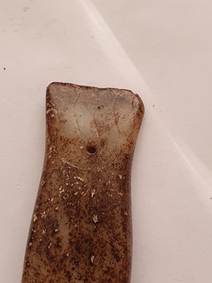 Lot 783 - A CHINESE PALE CELADON JADE 'FISH' CARVING.