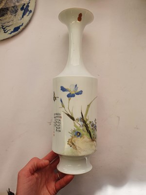 Lot 271 - A CHINESE EGGSHELL PORCELAIN 'BUTTERFLY AND FLOWERS' VASE.