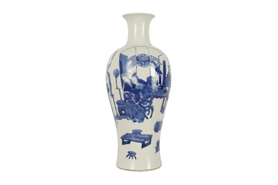 Lot 955 - A CHINESE BLUE AND WHITE BALUSTER 'LADIES' VASE.