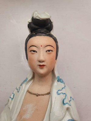Lot 609 - A CHINESE PORCELAIN MODEL OF GUANYIN.