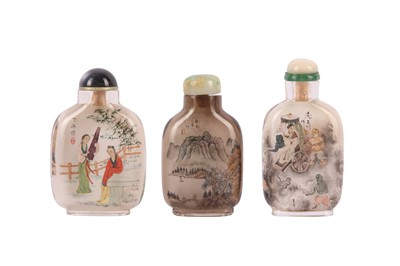 Lot 416 - THREE CHINESE INSIDE-PAINTED SNUFF BOTTLES.