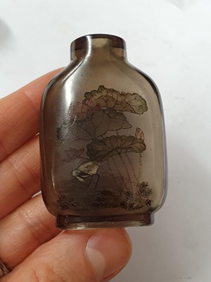 Lot 416 - THREE CHINESE INSIDE-PAINTED SNUFF BOTTLES.