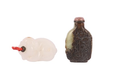 Lot 417 - TWO CHINESE JADE SNUFF BOTTLES.