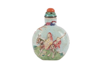 Lot 152 - A CHINESE BISCUIT FAMILLE ROSE 'MENG HAOREN' SNUFF BOTTLE.