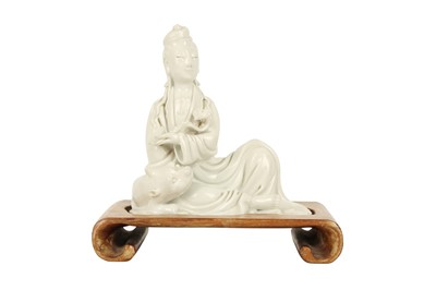 Lot 944 - A CHINESE BLANC-DE-CHINE FIGURE OF GUANYIN.