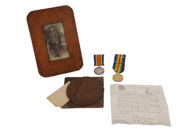 Lot 101 - A WWI CASUALTY GROUP OF MEDALS