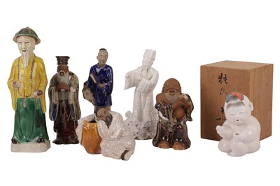 Lot 652 - A COLLECTION OF POTTERY AND PORCELAIN CHINESE FIGURES, 20TH CENTURY