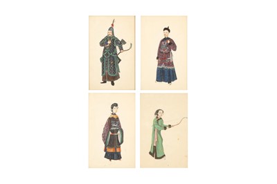 Lot 670a - FOUR CHINESE FIGURATIVE PITH PAPER PAINTINGS.