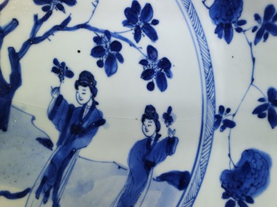 Lot 12 - A CHINESE BLUE AND WHITE 'LADIES' BASIN.