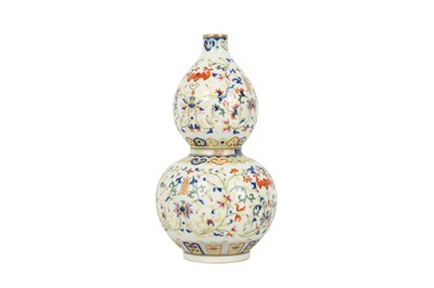 Lot 1063 - A CHINESE FAMILLE ROSE 'DOUBLE GOURD' VASE.