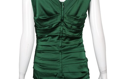 Lot 141 - Dolce & Gabbana Emerald Green Silk Dress - Size 44
