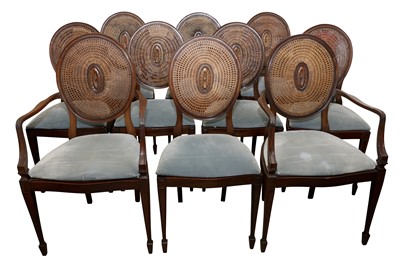 Lot 162 - AMENDED DESCRIPTION: A SET OF TEN HEPPLEWHITE STYLE MAHOGANY DINING CHAIRS