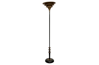Lot 507 - A FRENCH ART DECO EBONISED AND PARCEL GILT STEEL STANDARD LAMP