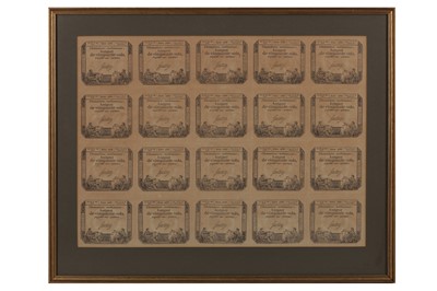 Lot 102 - AN UNCUT SHEET OF TWENTY REVOLUTIONARY FRENCH FIRST REPUBLIC ASSIGNAT PAPER CURRENCY