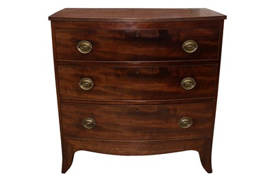 Lot 145 - A GEORGE III MAHOGANY BOW FRONT CHEST OF DRAWERS