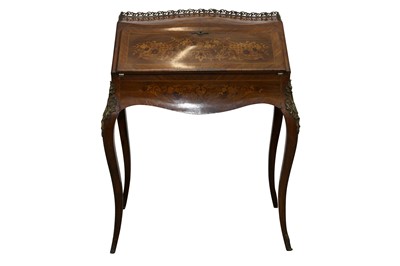 Lot 160 - A FRENCH KINGWOOD AND MARQUETRY BUREAU DE DAME