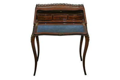 Lot 160 - A FRENCH KINGWOOD AND MARQUETRY BUREAU DE DAME