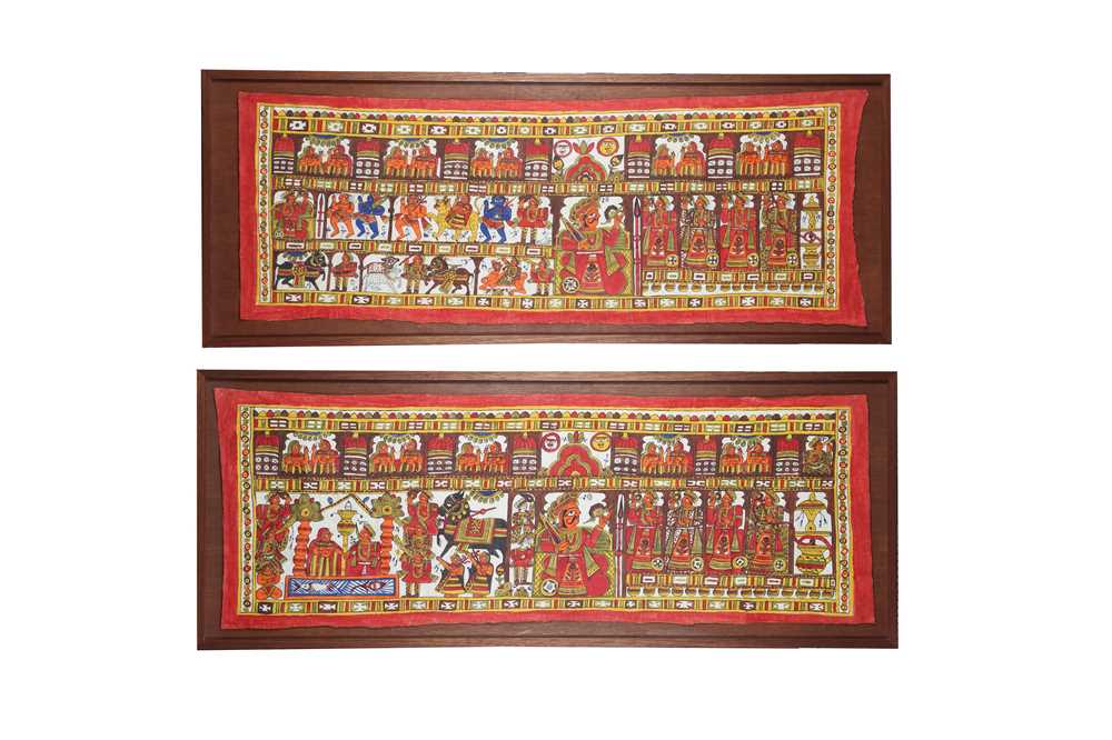 Lot 382 - TWO MONUMENTAL STORY-TELLING CEREMONIAL WALL HANGINGS