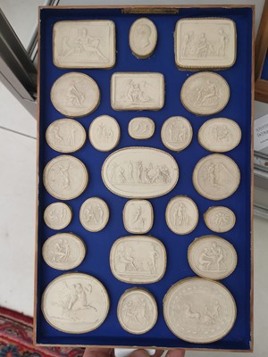 Lot 86 - A COLLECTION OF FOUR TRAYS OF GRAND TOUR PLASTER INTAGLIOS, 19TH CENTURY
