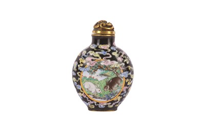 Lot 708 - A CHINESE FAMILLE ROSE CANTON ENAMEL 'RABBITS' SNUFF BOTTLE.
