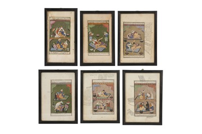 Lot 1016 - A SET OF SIX INDIAN 19TH /  EARLY 20TH CENTURY EROTIC PAINTINGS