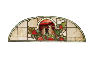 Lot 174 - A RECTANGULAR STAINED AND LEADED GLASS WINDOW, LATE 19TH/EARLY 20TH CENTURY