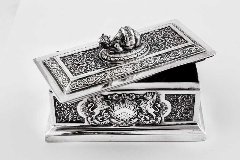 Lot 63 - A Victorian sterling silver commemorative box,