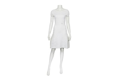 Lot 374 - Chanel White Floral Embossed Dress - Size 36