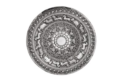 Lot 200 - An early to mid-20th century Ceylonese (Sri Lankan) silver moonstone tray, Kandy circa 1920-40