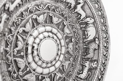 Lot 200 - An early to mid-20th century Ceylonese (Sri Lankan) silver moonstone tray, Kandy circa 1920-40