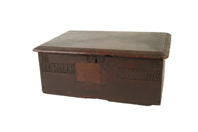 Lot 151 - AN OAK WRITING / BIBLE BOX, PROBABLY 19TH CENTURY