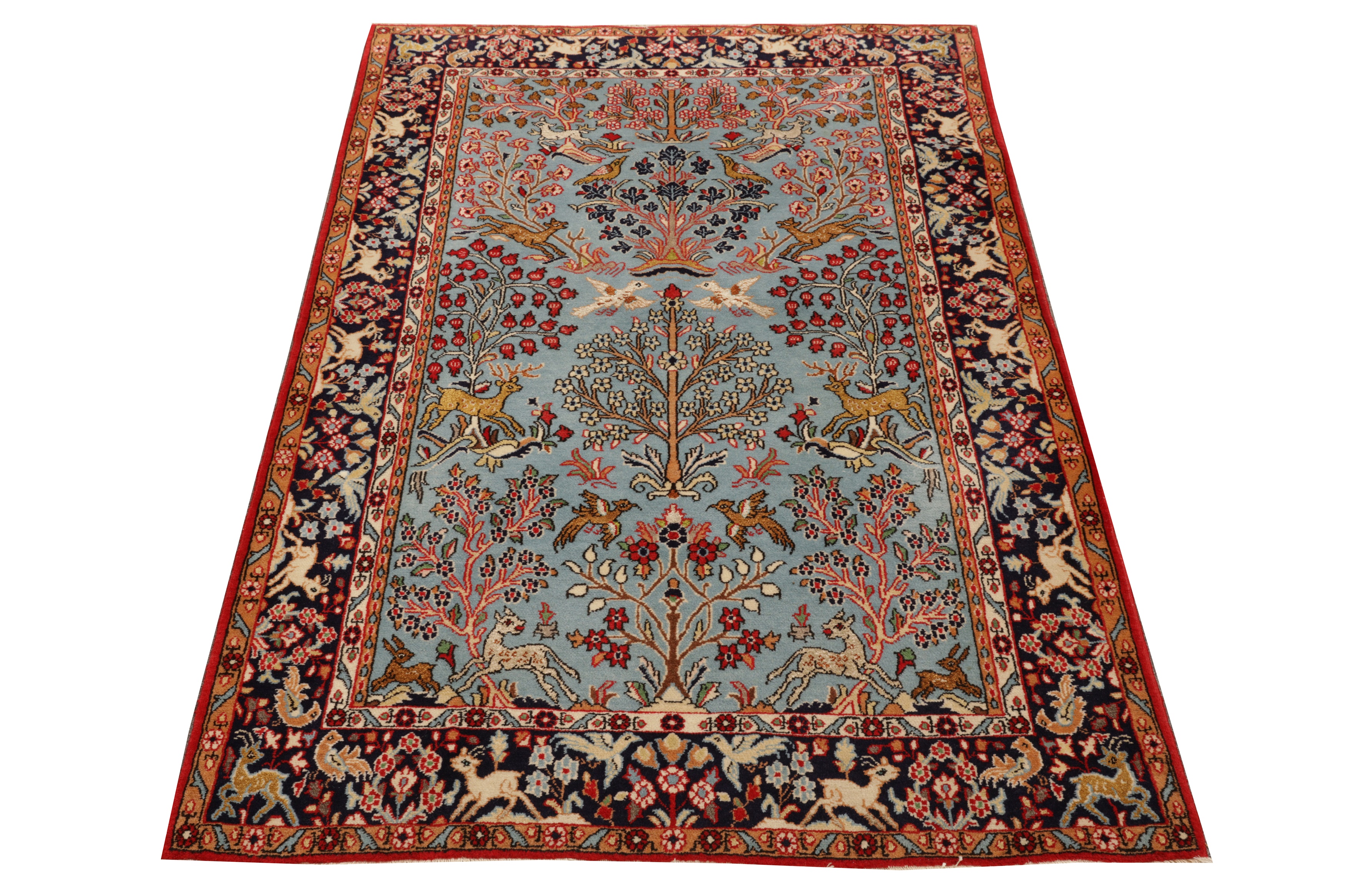 Lot 41 - A FINE PART SILK QUM RUG, CENTRAL PERSIA