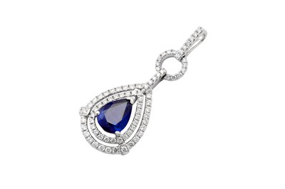 Lot 33 - A sapphire and diamond pendant