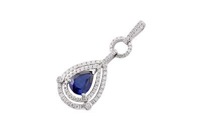 Lot 33 - A sapphire and diamond pendant