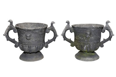 Lot 1004 - A PAIR OF 19TH CENTURY TWIN HANDLED LEAD PLANTERS
