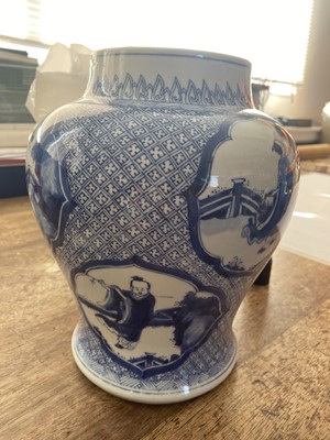 Lot 135 - A CHINESE BLUE AND WHITE ‘EIGHT IMMORTALS’ BALUSTER JAR.