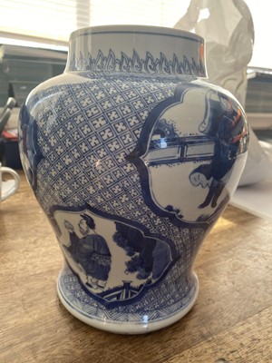 Lot 135 - A CHINESE BLUE AND WHITE ‘EIGHT IMMORTALS’ BALUSTER JAR.