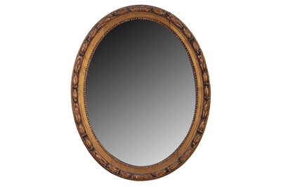 Lot 340 - A GEORGE III STYLE OVAL GILTWOOD MIRROR, LATE 19TH CENTURY