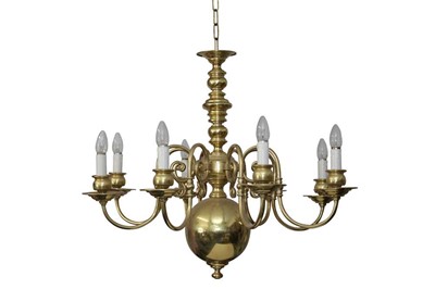 Lot 362 - A DUTCH STYLE BRASS CHANDELIER, IN THE 18TH CENTURY STYLE, CONTEMPORARY